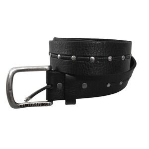 Harley-Davidson Mens Adrenaline Black Studded Leather Belt Size 36 Biker Moto